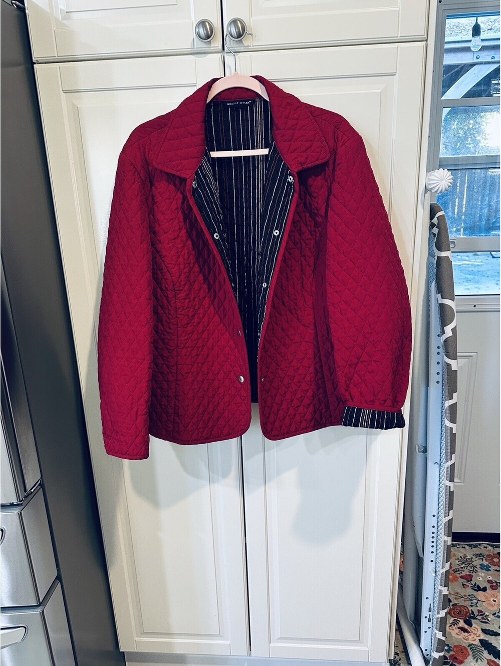 Briggs New York Women's Deep Red Diamond-Quilted Lightweight Jacket Size 3X